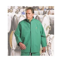 Bata Shoe 71032-2X Bata/Onguard 2X Green Chemtex 3.5 mil PVC On Nylon Polyester Chemical Protection Jacket With Storm Flap Over